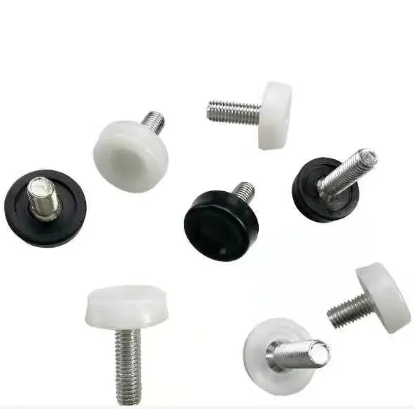 ZR Móveis Pés de nivelamento ajustáveis Fixados em PP branco e preto, aço plástico e metal, pé para máquinas de armários para uso externo