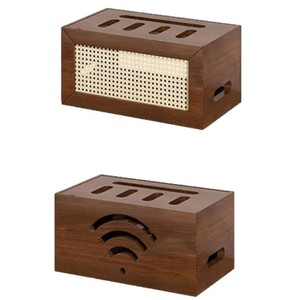 Caja de Almacenamiento para Router WiFi de Madera, Organizador de Escritorio Rectangular Marrón con Diseño de Ventilación, Caja de Gestión de Cables - Product Image 3