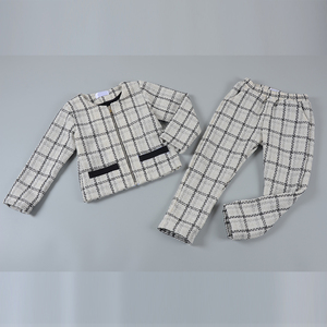 <span class=keywords><strong>Elegante</strong></span> <span class=keywords><strong>Completo</strong></span> a Due Pezzi in Tweed a Quadri per Bambine, Stile Europeo, Lavabile, Abbigliamento per Bambini 3T, Outfit Classico Senza Tempo - Product Image 6