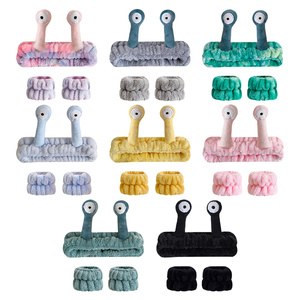 3-piece set of cute <strong>snail</strong>-eyed coral-fiber <strong>makeup</strong> hair bands, soft face wash <strong>headbands</strong>, elastic ladies' spa <strong>headbands</strong> - Product Image 1