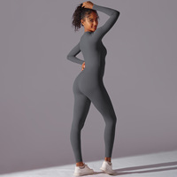 Winter dames yogakleding lange mouwen één-delige yogajumpers fitness sport bodysuit sportkleding atletische rompers met rits