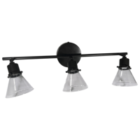 Lustres d'intérieur à 3 lumières Lampes suspendues Finition marron Lumière sur rail fixe Abat-jour en verre clair Matériau en fer Base d'ampoule E12 Moyen