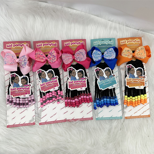 Coda di Cavallo Rosa con Glitter e Perline, Colore Rosa Cipria, 6 e 8 Pollici, Coda di Cavallo Intrecciata per Bambini con Stili Sengel Twist e Box Braid - Product Image 6