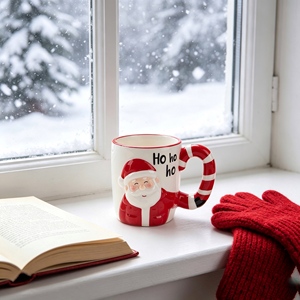 Mug de Noël en céramique blanche avec poignée Père Noël et inscription « Naughty is The New Nice Lettering », vente en gros, cadeau en vrac - Product Image 1