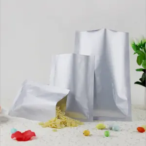 Silver Food Grade Vacuum Heat Sealable Aluminum Foil Ziplock Doypack Mylar Bag Open Top Packing Bulk Food Insulated Retort Pouch