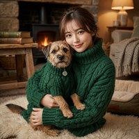 Vêtements en tricot pour animaux de compagnie, chandails pour chiens et vêtements assortis pour humains