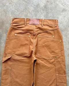 Fabricante personalizado diseñador algodón pato Lona de gran tamaño doble rodilla carpintero bota corte pierna ancha pantalones vaqueros holgados para hombres - Product Image 4