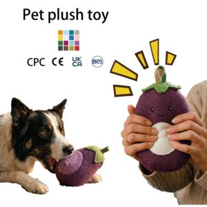 Jouet pour animaux de compagnie en peluche douce en forme de <span class=keywords><strong>citrouille</strong></span>, jouet interactif pour chien et chiot, jouet à mâcher câlin avec son couineur - Product Image 2