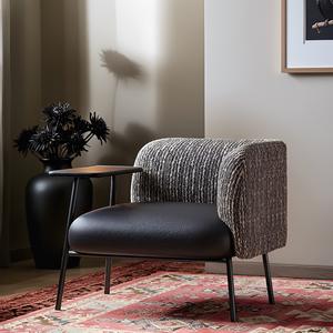 Fauteuil simple minimaliste italien en tissu doux, chaise de salon, style vintage nordique - Product Image 4
