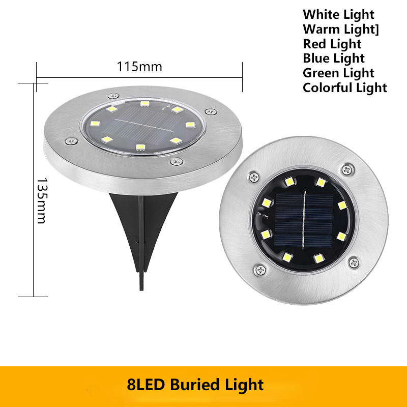 Lumière enterrée 8LED - blanc/chaud/rouge/bleu/vert/multicolore