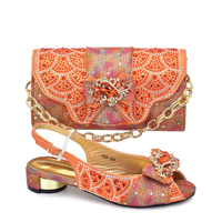Ensemble sac et chaussures d'été en PU pour femme, design italien, motif floral avec strass, plates, pour occasions de mariage