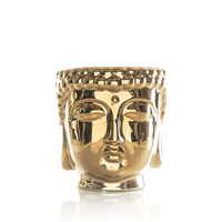 Bougie parfumée en céramique de luxe, design tête de Bouddha, pot électroplaqué, décoration zen pour la maison, cadeau, logo personnalisé, ODM, faible MOQ