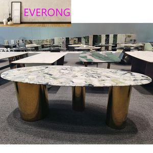 Jadeite yemek odası mobilyası yuvarlak parti mermer taş masa yemek masası restoran tembel <span class=keywords><strong>susan</strong></span> ile - Product Image 6