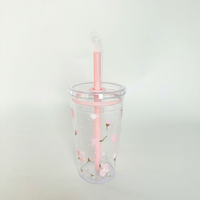 Bouteille d'eau réutilisable en Tritan sans BPA, esthétique, motif dessin animé, résistante à la chaleur, portable, isolation thermique 6 heures, avec paille