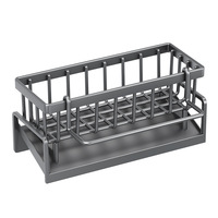 Support d'évier de cuisine en métal en gros avec barre de suspension amovible pour torchons, porte-éponge antirouille pour savon et brosse