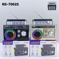 Radio Recargable ELETREE NS-7002S con Panel Solar, Linterna, Reproductor MP3, USB y Tarjeta TF, Receptor Mundial de 3 Bandas FM AM SW