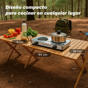 Piano Cottura Elettrico Doppio Ehp 218inox 3000W in Acciaio Inox con 5 Livelli di Potenza per Uso Domestico - Product Image 4