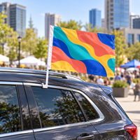Drapeau de voiture vierge pour sublimation, en tissu polyester, rectangulaire, personnalisable, pour élection, publicité, cadeaux, avec mât en plastique