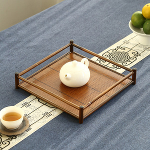 Bandeja de té de bambú lacado ovalada resistente al calor para servir té Kung Fu con tapa - Product Image 4