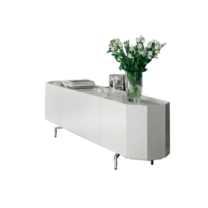 Modern Marble Top High <strong>Gloss</strong> <strong>White</strong> Wooden <strong>Sideboard</strong> - Product Image 1