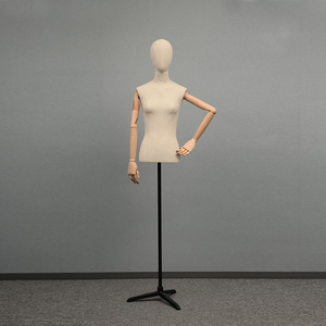 <span class=keywords><strong>Mannequin</strong></span> <span class=keywords><strong>Buste</strong></span> Femme en Fibre de Verre Blanc <span class=keywords><strong>avec</strong></span> <span class=keywords><strong>Bras</strong></span> en Bois et Base Trépied pour Vitrine de Magasin de Mode - Product Image 2