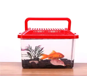 Mini Draagbare Aquarium Handheld Plastic Vis Tank Transparant Reizen Ademend Kleine Aquarium Voor Schildpad En Pet Fish