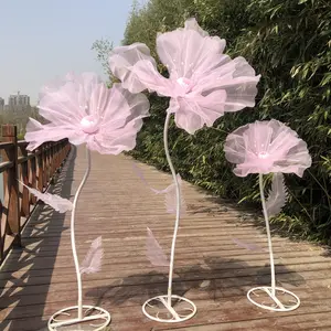 DREA फूल शादी की सजावट के लिए चरण इनडोर, आउटडोर 3pcs हस्तनिर्मित रेशम कृत्रिम सिमुलेशन बड़े विशाल organza फूल