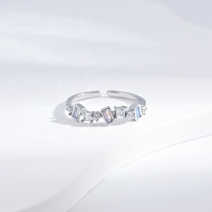 high quality plata 925 sterling silver <b>square</b> <b>adjustable</b> ring custom designer natural gemstone cheap open 14k gold fashion rings - Product Image 4