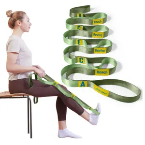 Trideer Dehnband mit 10 Schleifen nichtelastisches Yoga-Band Bein Dehnband für Physiotherapie Flexibilität