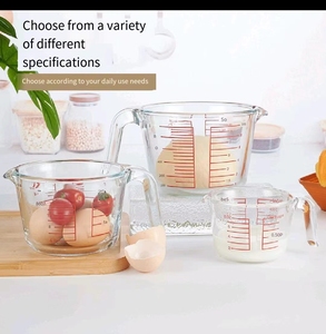 Nueva taza medidora de vidrio de borosilicato y alta temperatura con taza graduada para hornear en la cocina de grado alimenticio - Product Image 2