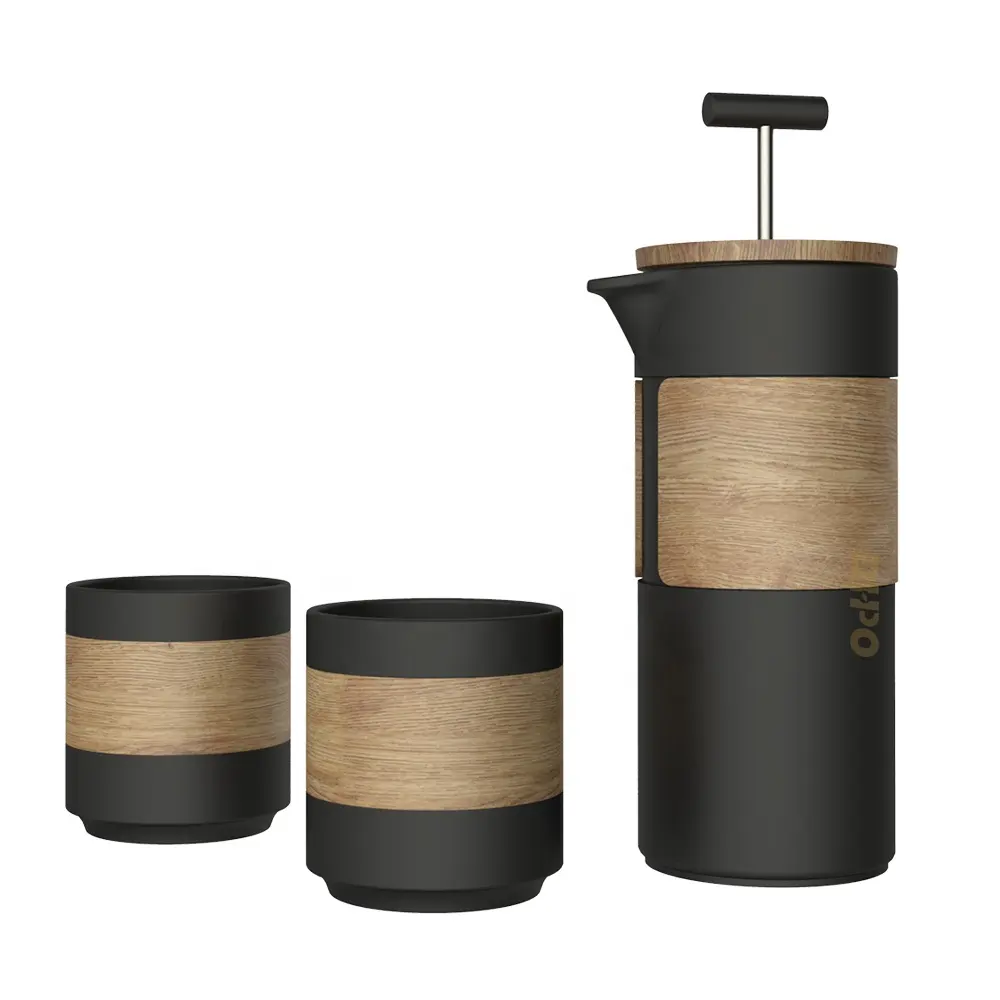 DHPO wholesale ceramic travel french press set with stainless steel filter