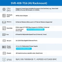 Server AI PC Rak-mount ATX dengan CPU Xeon 8-bay, 6 GPU, Daya Komputasi Tinggi, Manajemen Jarak Jauh IPMI, Catu Daya Redundant 3+1