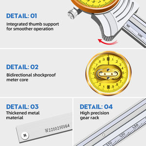 हेंगलींग उच्च-सटीक स्टेनलेस स्टील डायल कैलिपर्स आंतरिक ग्रूव दूरी माप +/-0.04 मिमी सटीकता द्विदिशात्मक - Product Image 3