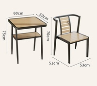Ensemble de mobilier d'extérieur pour restaurant, 2 chaises, 1 table, structure en fer empilable, ensemble de style taverne, imperméable, adapté aux petits espaces