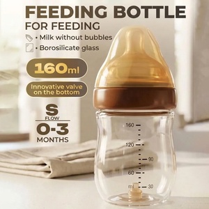 Nuevo Biberón de Vidrio con Diseño Anti-Cólicos y Base Ventilada, Tetina Similar a la de la Piel Materna, Flujo Guiado por el Bebé, Cuello Ancho para la Alimentación de Recién Nacidos - Product Image 2