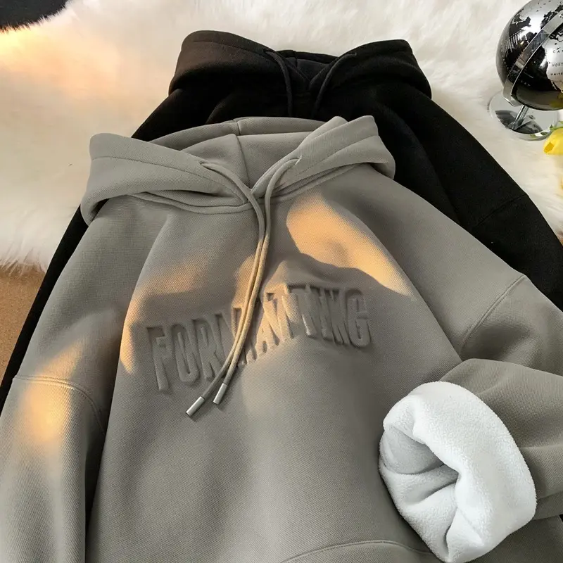 Sweat-shirt à capuche lourd personnalisé de jogging sweat-shirt à capuche avec logo en relief pour hommes