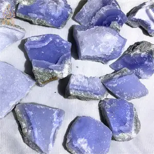 批发天然水晶灵气宝石生蓝色蕾丝玛瑙治疗石家居装饰