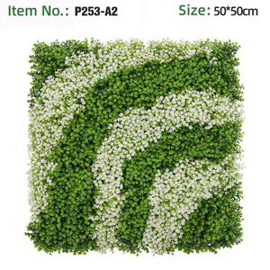 Panel de pared de césped artificial de trébol y musgo de 50*50cm, planta artificial decorativa para pared, para decoración de fondo de bodas en interiores y exteriores, decoración de pared verde. - Product Image 5
