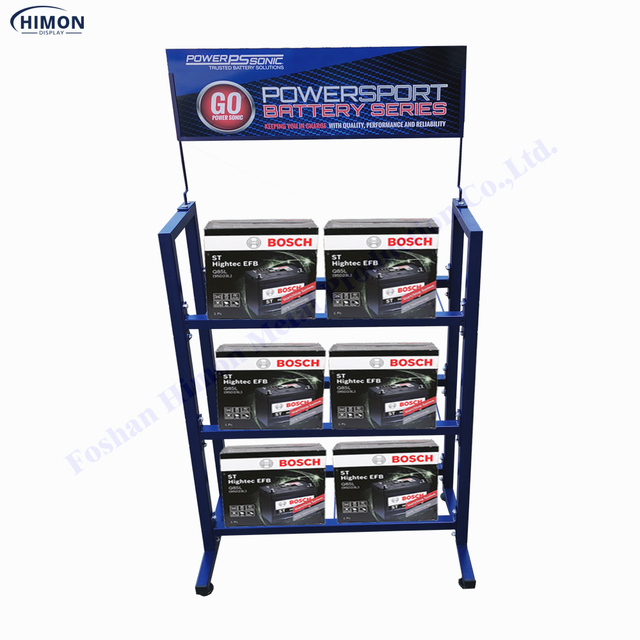 Customizable Metal Retail Automotive Store Wire Car Battery Shelves Display Stand