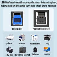 Câble d'impression USB 3.0 type A mâle vers B Câble d'imprimante USB mâle impression carrée haute vitesse adaptée à plusieurs appareils
