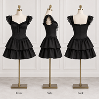 Mini-robe personnalisée pour femme, légère, tissée, avec garniture à volants, corsage boutonné, jupe à volants superposés, taille ajustée, coupe trapèze