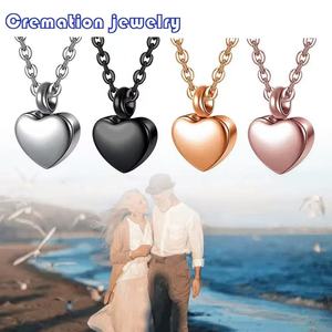 Collar con Urna de Cremación en Forma de Corazón de Acero Inoxidable Negro, Colgante Conmemorativo para Guardar Cenizas, Joyería con Cadena - Product Image 4
