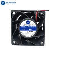 Kipas Pendingin DC AM6038M24B Ball Bearing 60x60x38mm 6038, 12v 24v 48v Kipas Aliran Udara Besar Kecepatan Tinggi