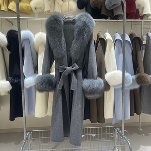 Nuovo Design Vendita Calda Cappotto in Lana per Donna Cashmere Double-Face Tessuto in Lana OEM <span class=keywords><strong>con</strong></span> <span class=keywords><strong>Pelliccia</strong></span> <span class=keywords><strong>di</strong></span> Volpe - Product Image 6