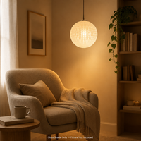 Abat-jour sphérique en verre soufflé givré à motif gaufré, de remplacement pour lampe suspendue ou de table, pour la maison, l'hôtel, en gros