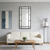 Miroir mural moderne minimaliste en fer noir pour la maison, idéal pour le salon, la salle à manger, la chambre, les villas, la salle de bain, l'appartement