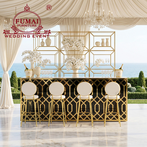 Barra de café móvil de acero inoxidable negro dorado para eventos de boda - Product Image 2