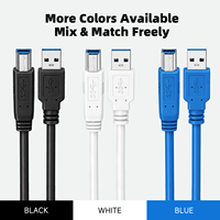 Kabel USB 3.0 WISTAR Tipe A Male ke B Male, Kabel Printer Kompatibel untuk Hard Disk Drive, Printer, Scanner, USB Hub, Monitor, dll.