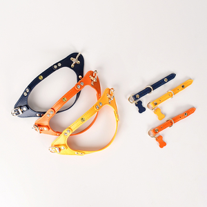 2025 nouvelles innovations en cuir personnalisé chat chien poitrine harnais Traction corde collier petit et moyen chien chien harnais - Product Image 4