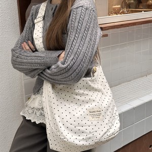 Bolso de lona con estampado de lunares, de un solo hombro, de gran capacidad, estilo tote, dulce y elegante, bolso cruzado para dama. - Product Image 1
